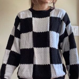 COPY - oversized black + white checkered sweater